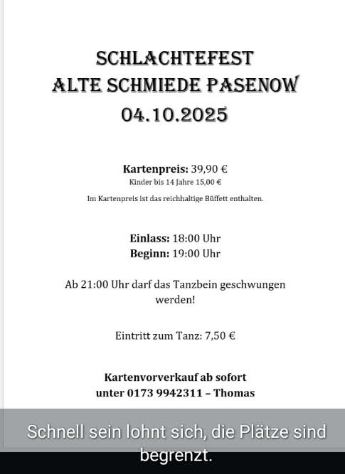 Schlachtefest in Pasenow